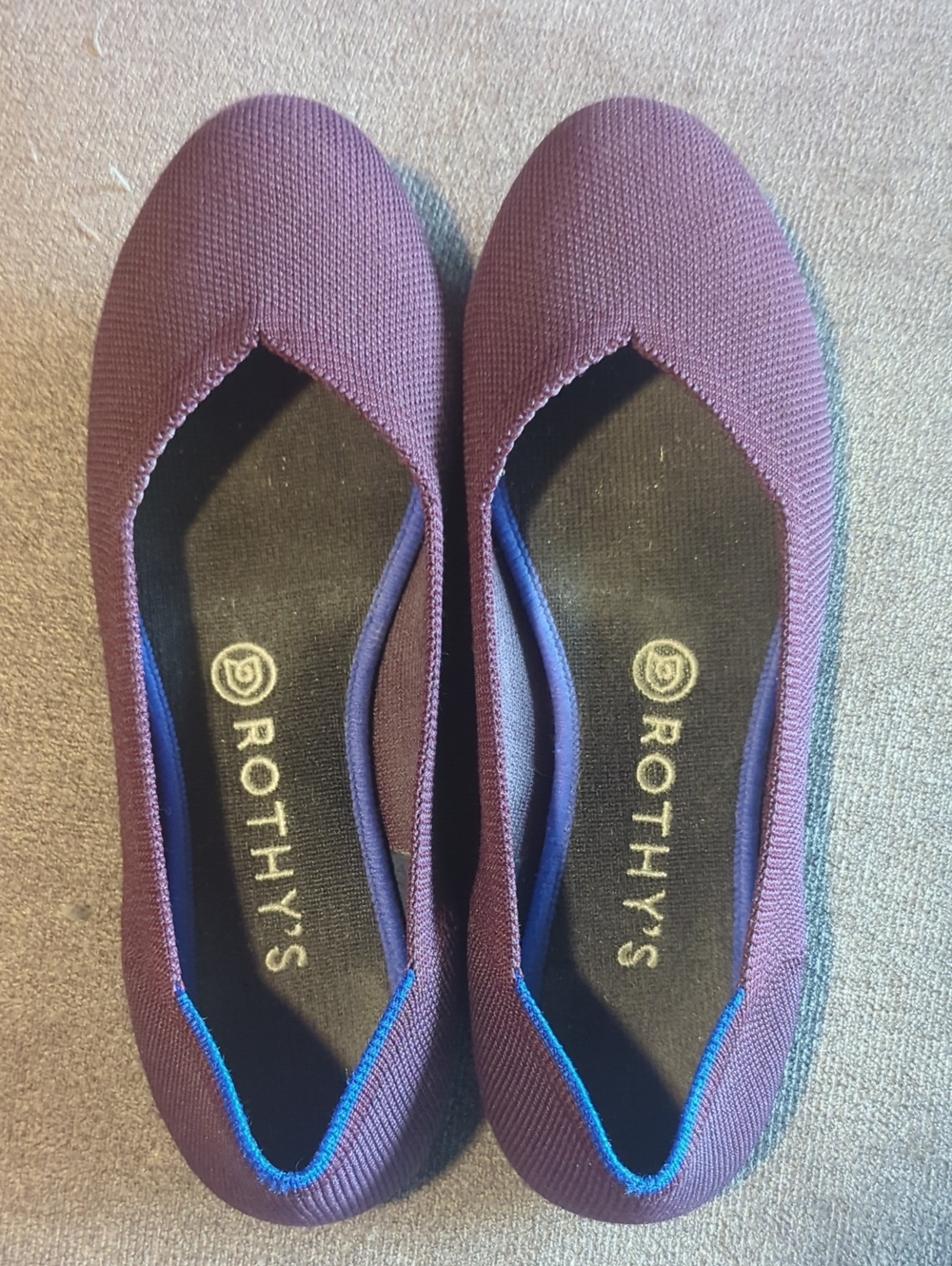 Rothy's Plum Knit V‑Cut Ballet Flats